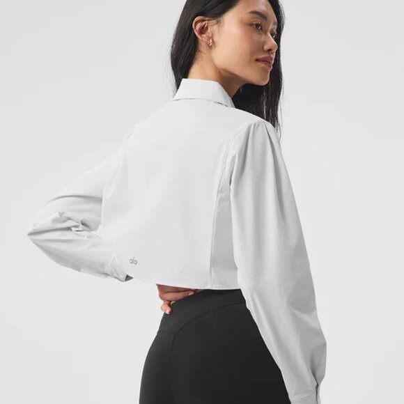 NWT Alo Cropped Take Me Out Button Up — White — Size Small - Picture 2 of 5